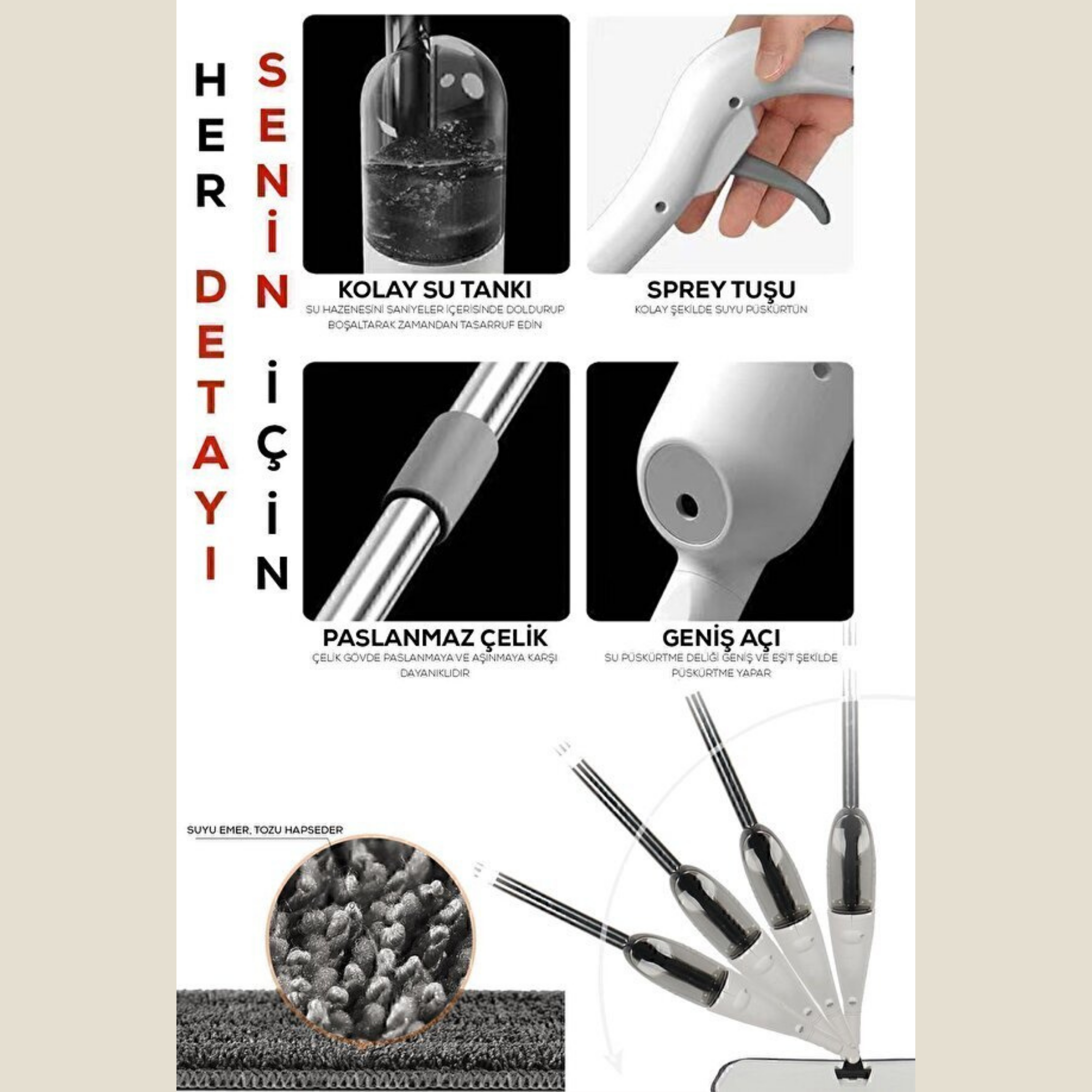 Sprey Mop - 4 Bez Hediyeli