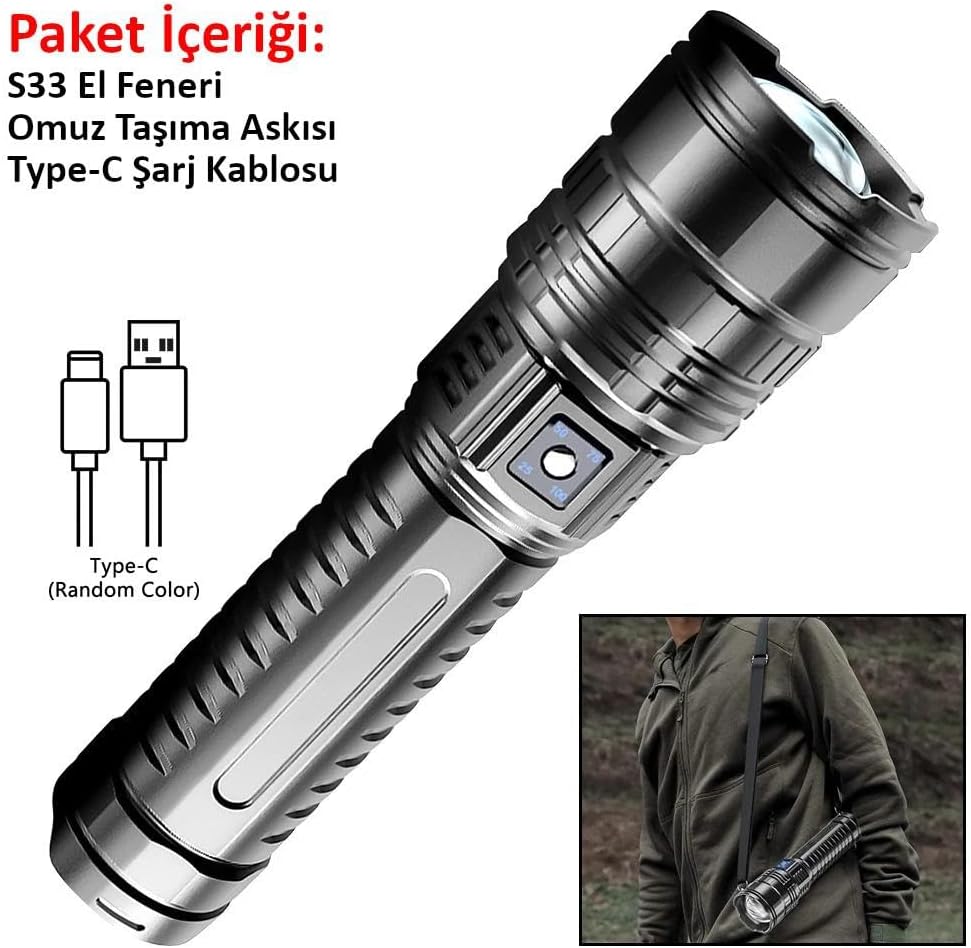 FenomaX Ultra Güçlü El Feneri – Powerbank Özellikli Profesyonel Kamp & Acil Durum Feneri
