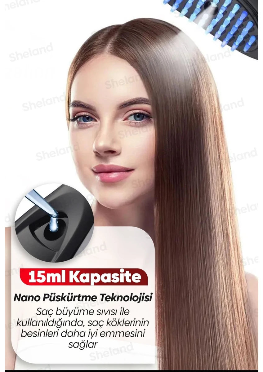 Buharlı Titreşimli ve Kırmızı Mavi Işık Terapili Kafa ve Saç Bakım Tarağı