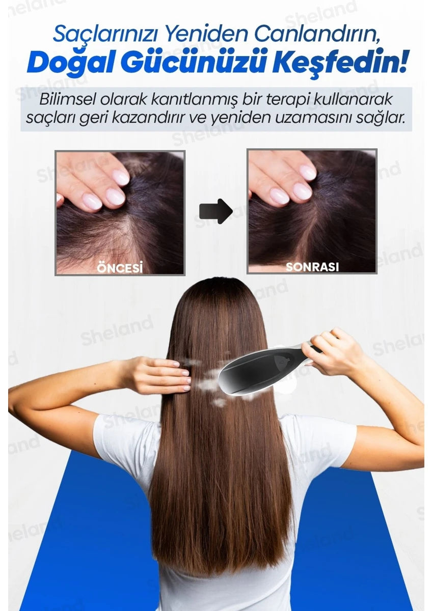 Buharlı Titreşimli ve Kırmızı Mavi Işık Terapili Kafa ve Saç Bakım Tarağı